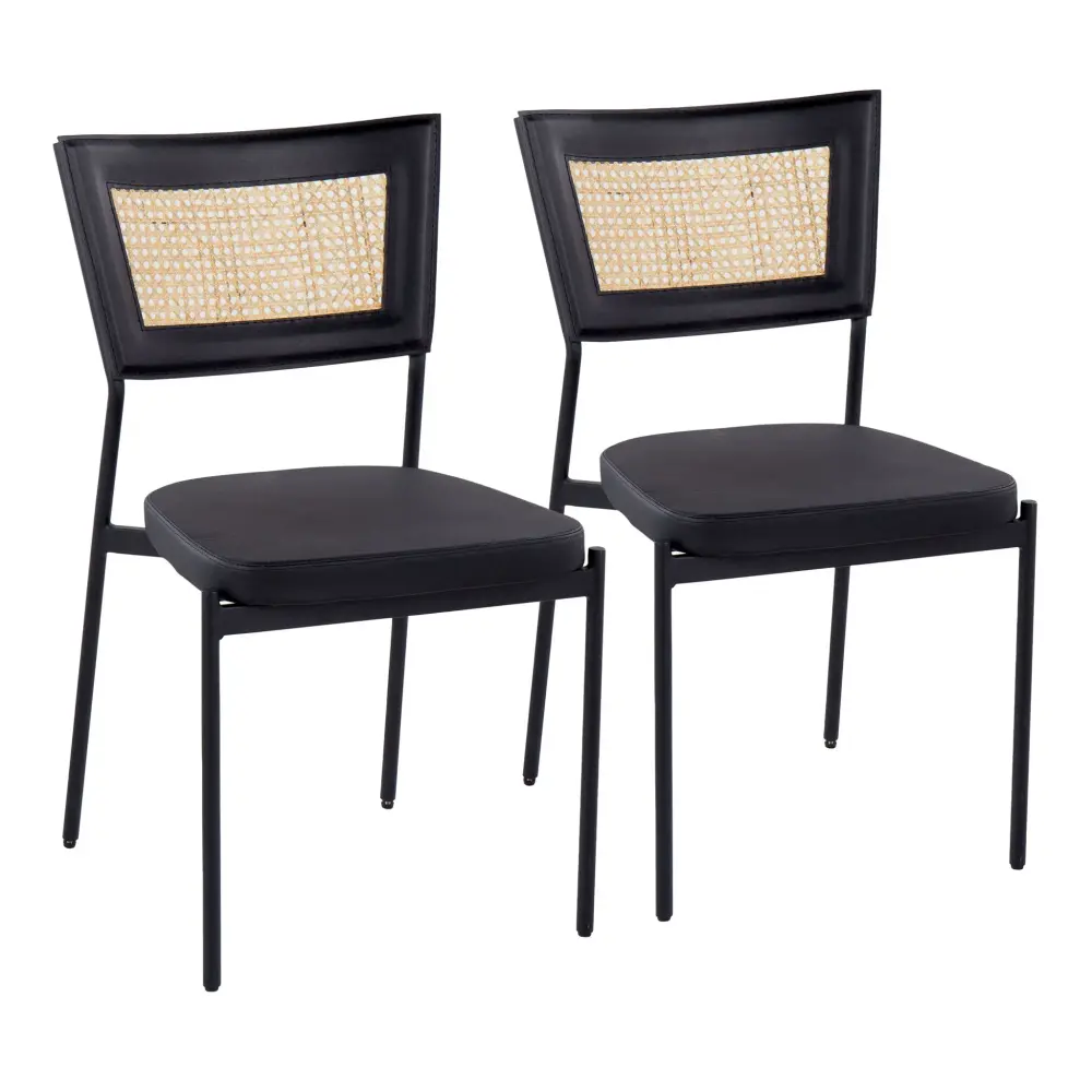 Tania - Contemporary Dining Chair (Set 2) - Midnight / Rattan Back