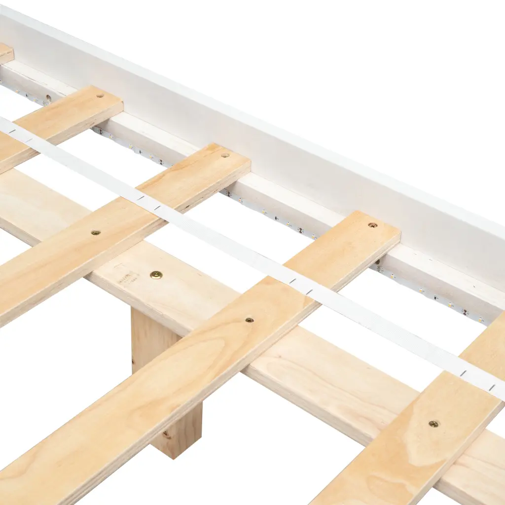 Full Dimensions Floating Bed LED Lights Modern Low Profile Platform Bed inspirit