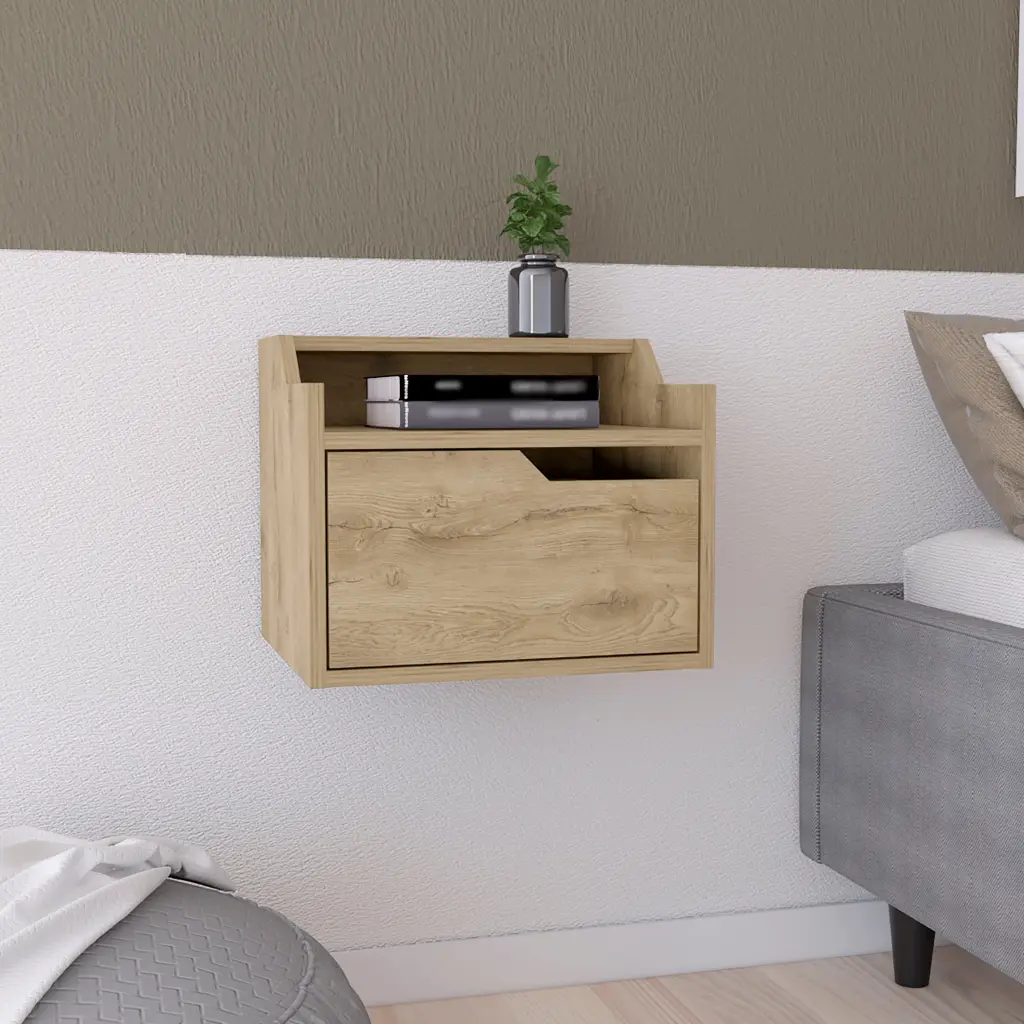 Florence Floating Nightstand Drawer And Dual Shelf Display Beige rta mubles colombia