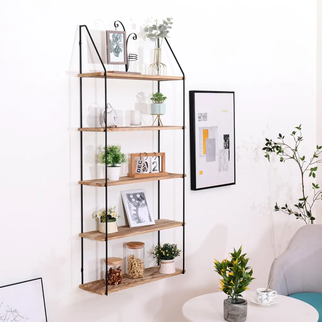 Wall Mounted Gardenia Floating Shelf Metallic Brackets Rustic Timber gardenia home furnishings