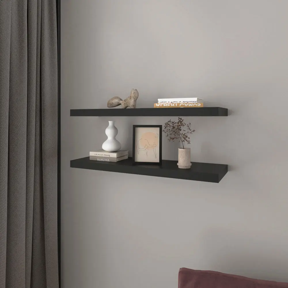Floating Shelf Dallas Living Room Black Particle Board Engineered Wood treevol furniture