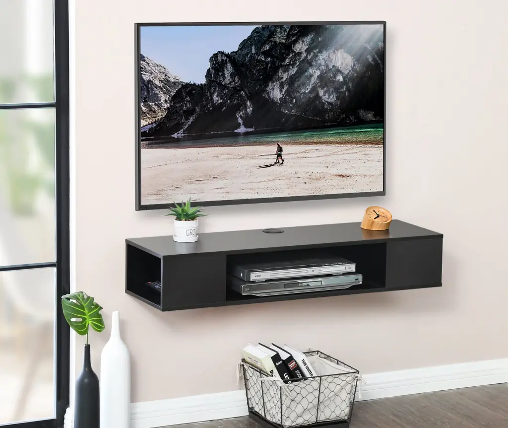 FITUEYES Black Wall Mounted Floating TV Stand 55 Inch TVs