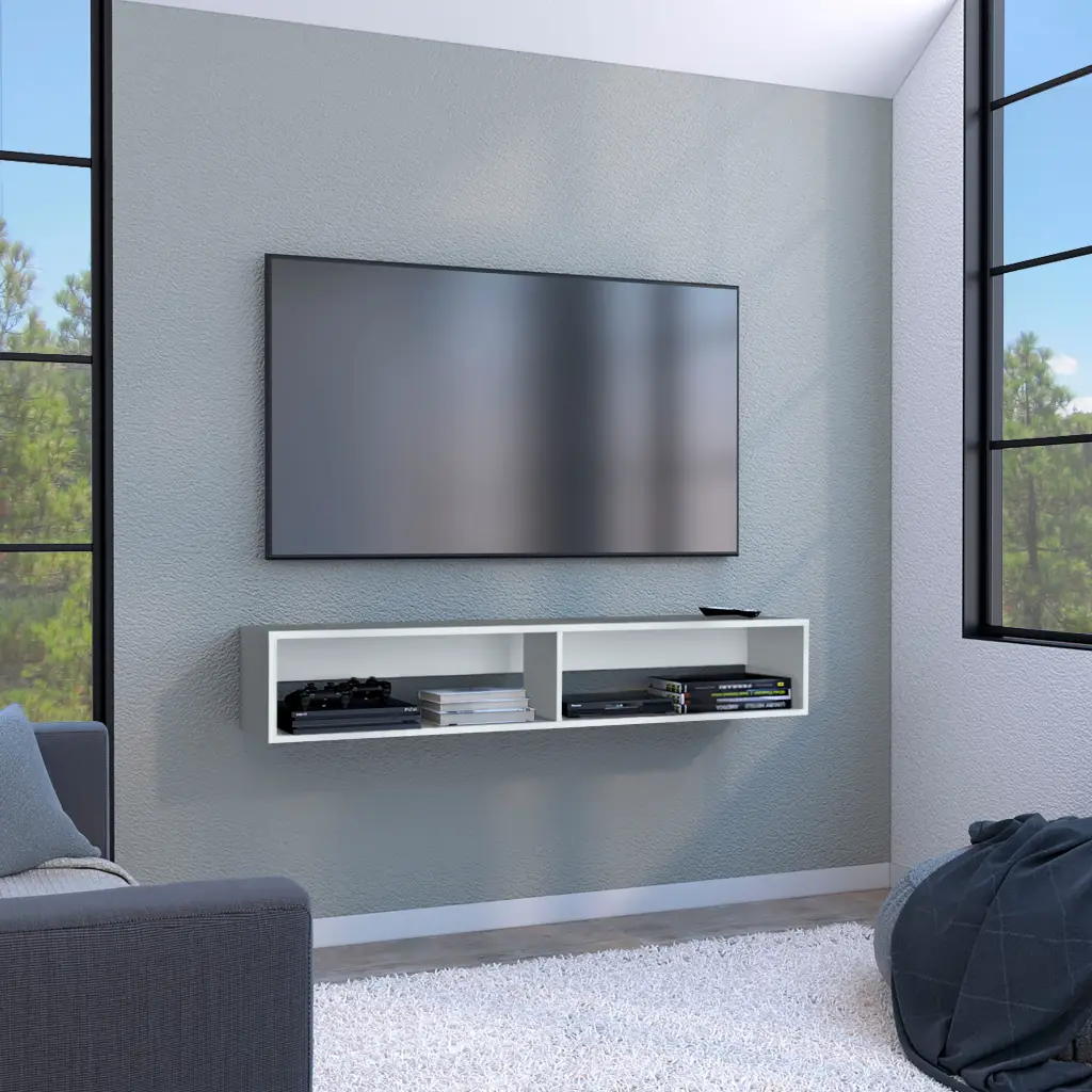 Warrior 59" Floating TV Stand Two Open Shelves and Media Compartment rta muebles colombia