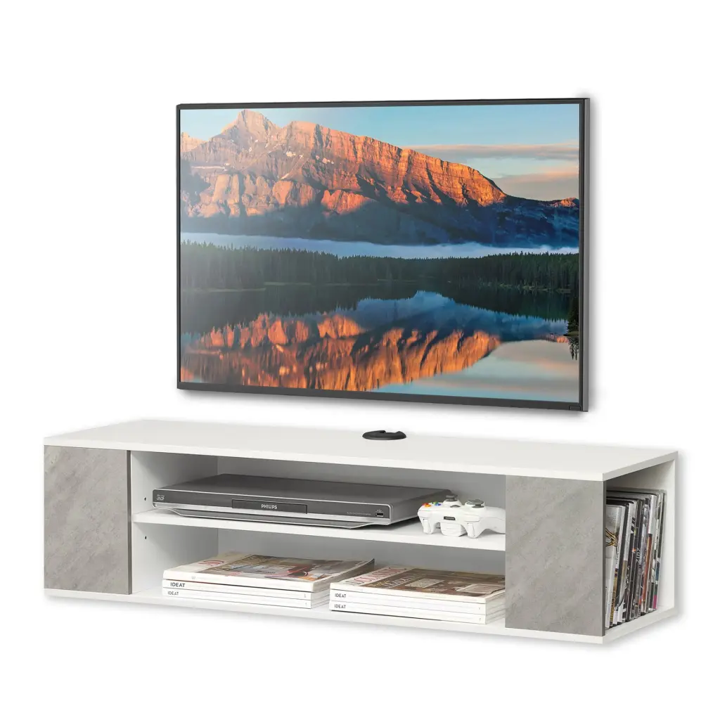 WAMPAT 39 Inch Floating TV Stand Wall Mounted Entertainment Center Media Console Storage Hutch Grey