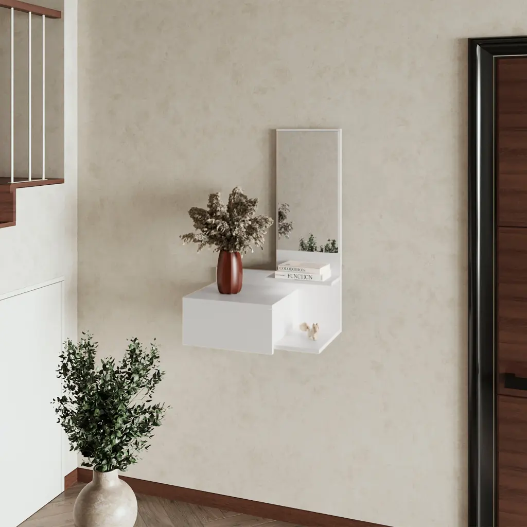 Elgin Floating Vanity Incorporated Mirror White Modern Bathroom fm furniture