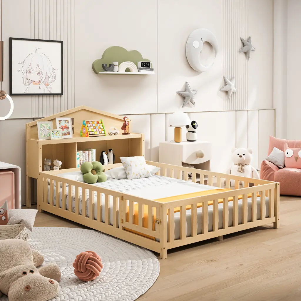 Full Dimensions Floor Beds Bookcases and Blackboards Multi Functional Platform junbed