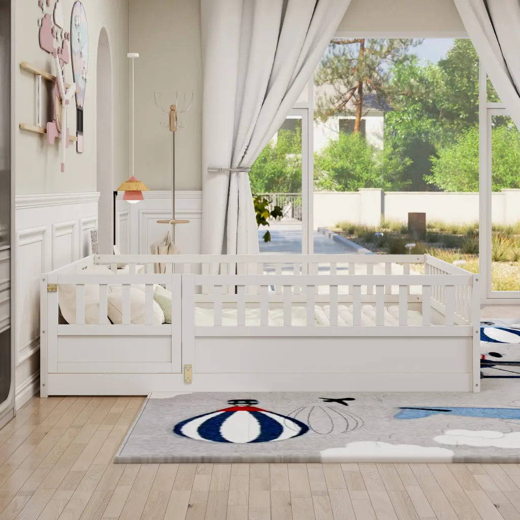 Full Size Floor Bed Integral Construction and High Safety Rails srh