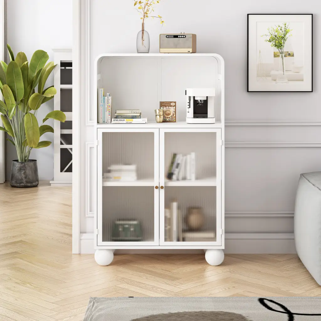 45.28 Inch H Storage Cabinet Bathroom Floor Cabinet Crystal Door rnb