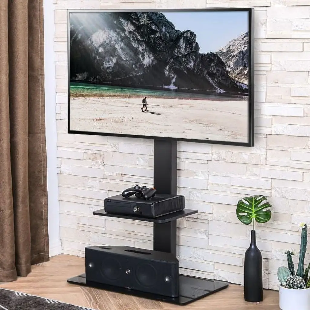 FITUEYES Tall Floor TV Stand Swivel Mount 32-65 Inch TVs Black