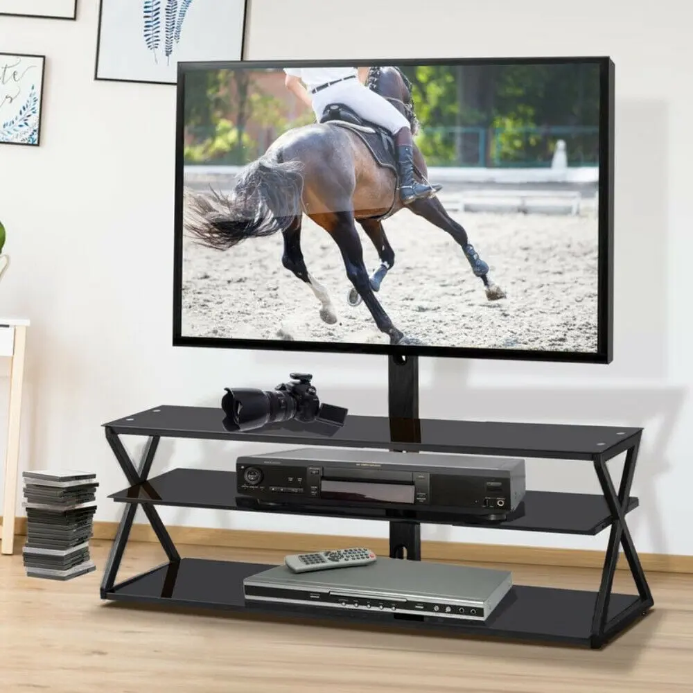 Winado 3--1 Floor TV Stand Mount 32-65 inch TVs Tempered Glass Shelves Leadzm