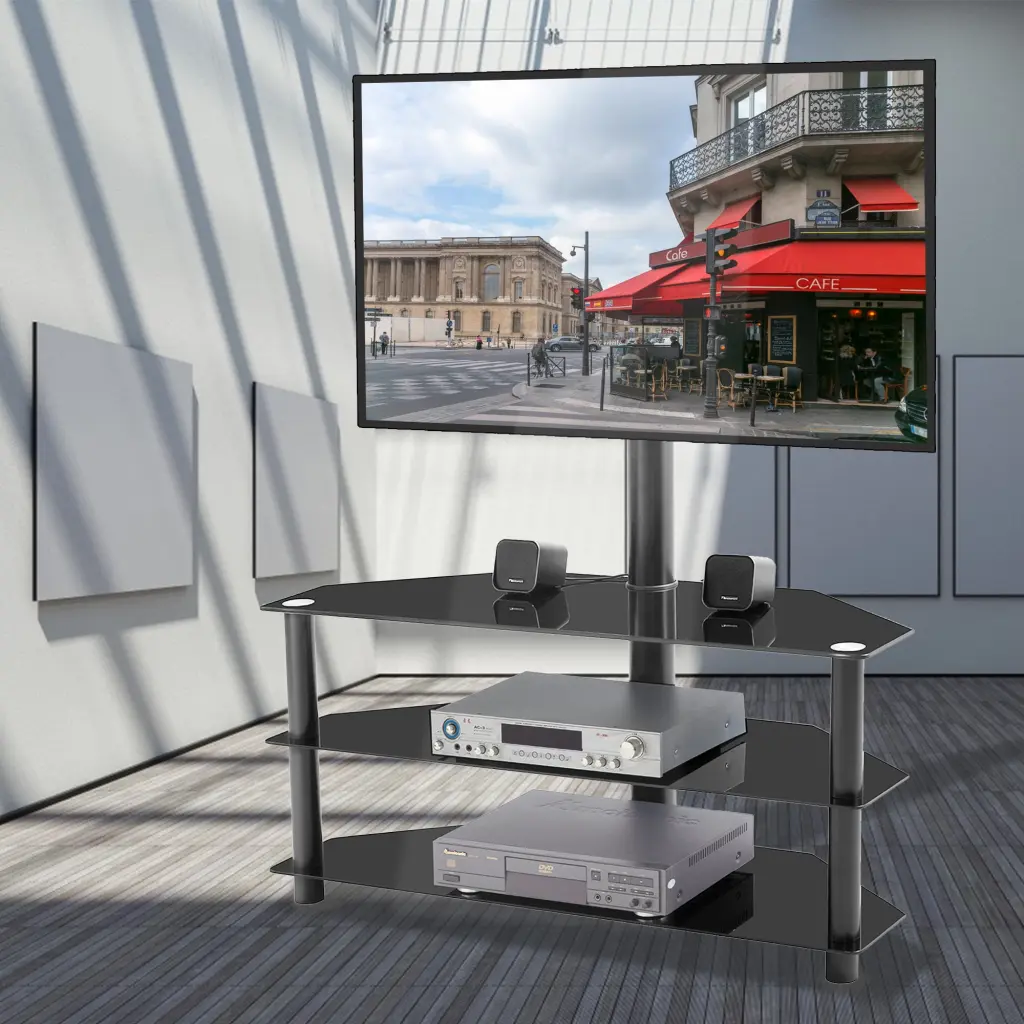 Floor Corner TV Stand Swivel Mount 32-65 Inch TVs, Height Adjustable Universal Stand Plasma LCD LED Flat Screens, Model Q9...