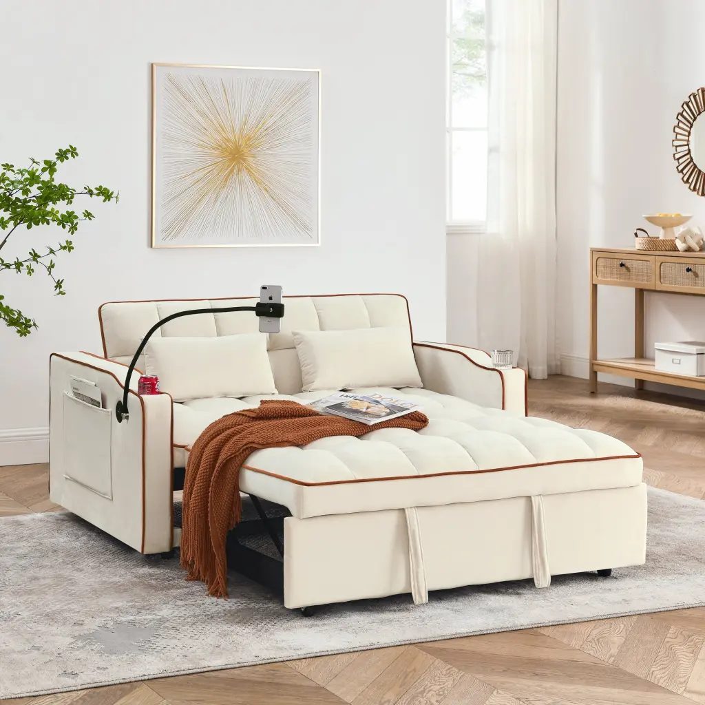 55.51 Inch Multi-functional Foldable Sofa Bed 3 Lengths Modern Sofa angela