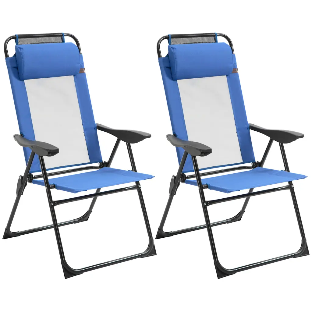 Outsunny 2-Piece Folding Patio Chairs Set Adjustable Backrest Outdoor Deck aosom business
