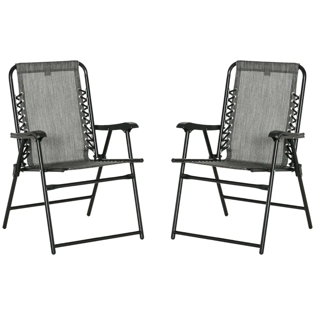 Outsunny Set 2 Patio Folding Chairs Outdoor Bungee Sling Chairs aosom business