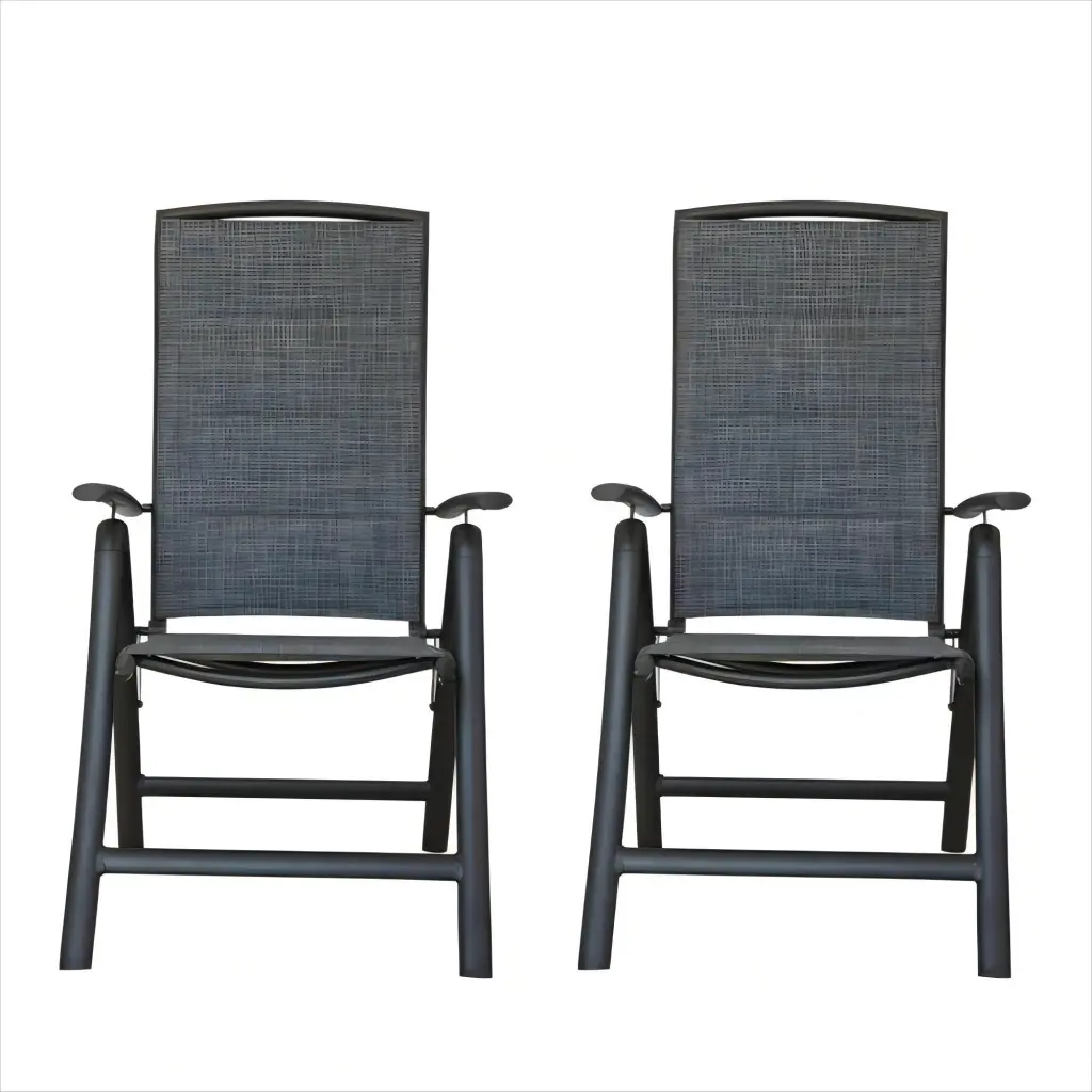 Folding Patio Chairs Set 2 Aluminium Frame Reclining Sling Lawn Chairs crefise patio life
