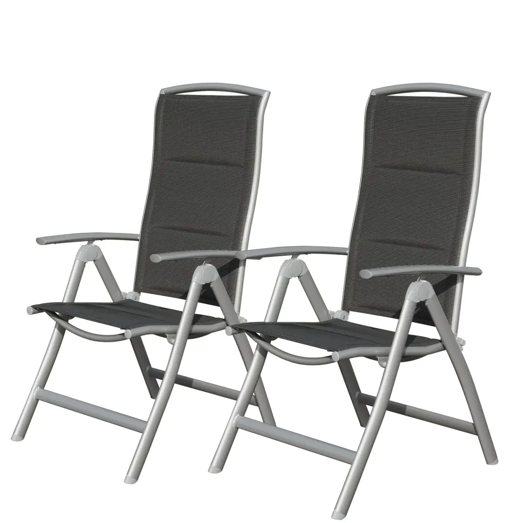 Set 2 Patio Folding Chairs Aluminum Frame and Reclining Feature crefise patio life