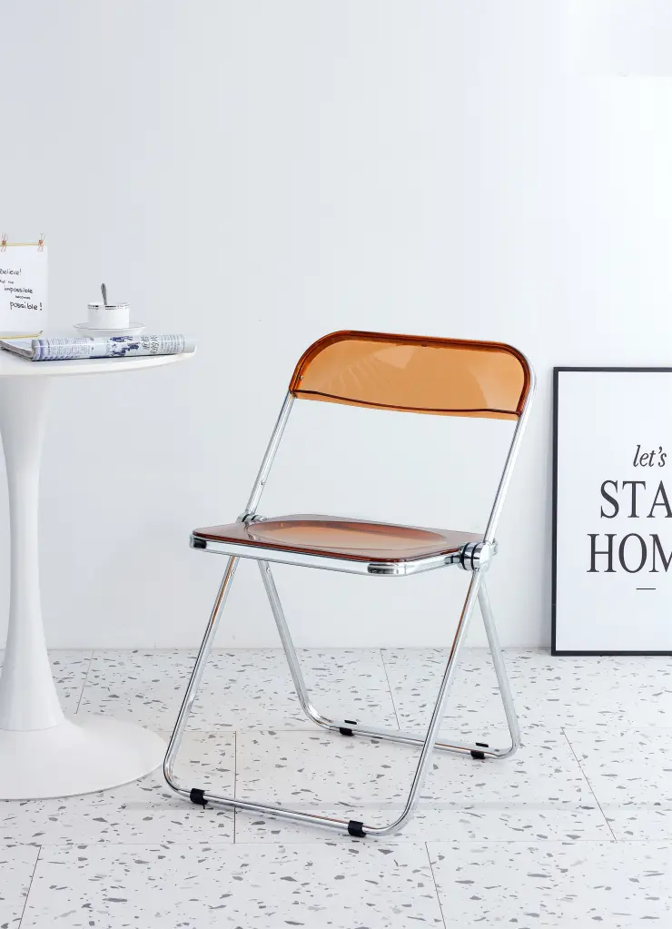 Yellow Clear Transparent Folding Chair Chair Pc Polymer Living Room Seating d-n furniture