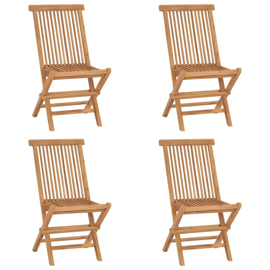 Folding Patio Chairs 4 Piece Set Solid Teak Wood Outdoor Dining Chairs