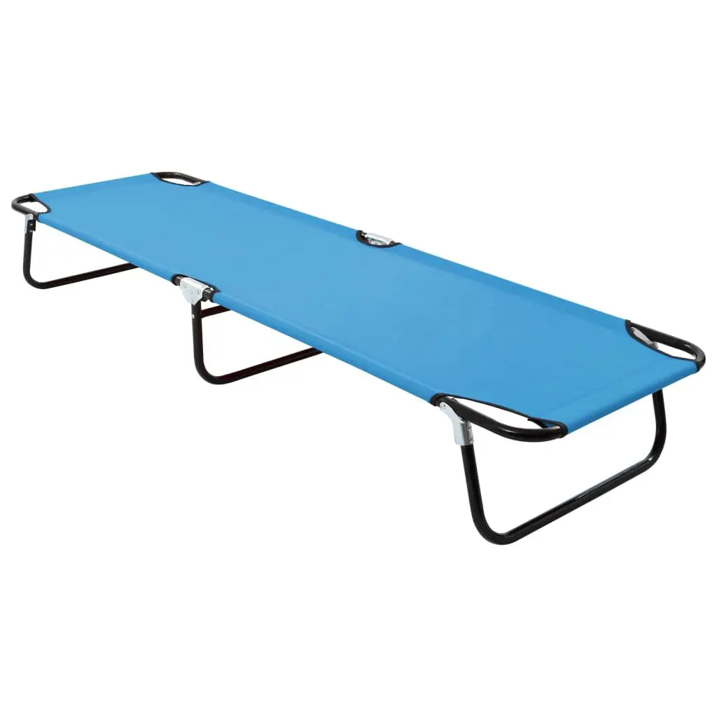 Folding Sun Lounger Steel Turquoise Blue Adjustable Outdoor Chair