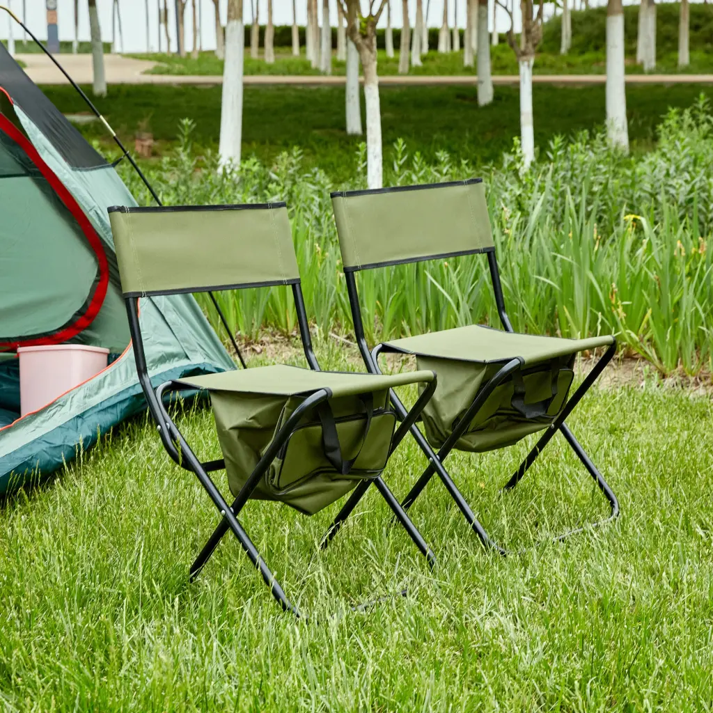 2 Piece Folding Outdoor Chair Storage Bag Travel Friendly Portable Seating jws-w241