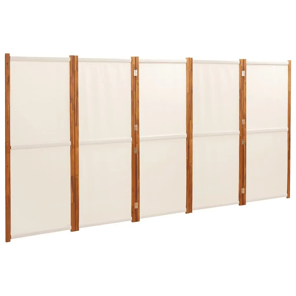 Cream White 5-Panel Room Divider 137.8x70.9 Inches Folding Privacy Screen