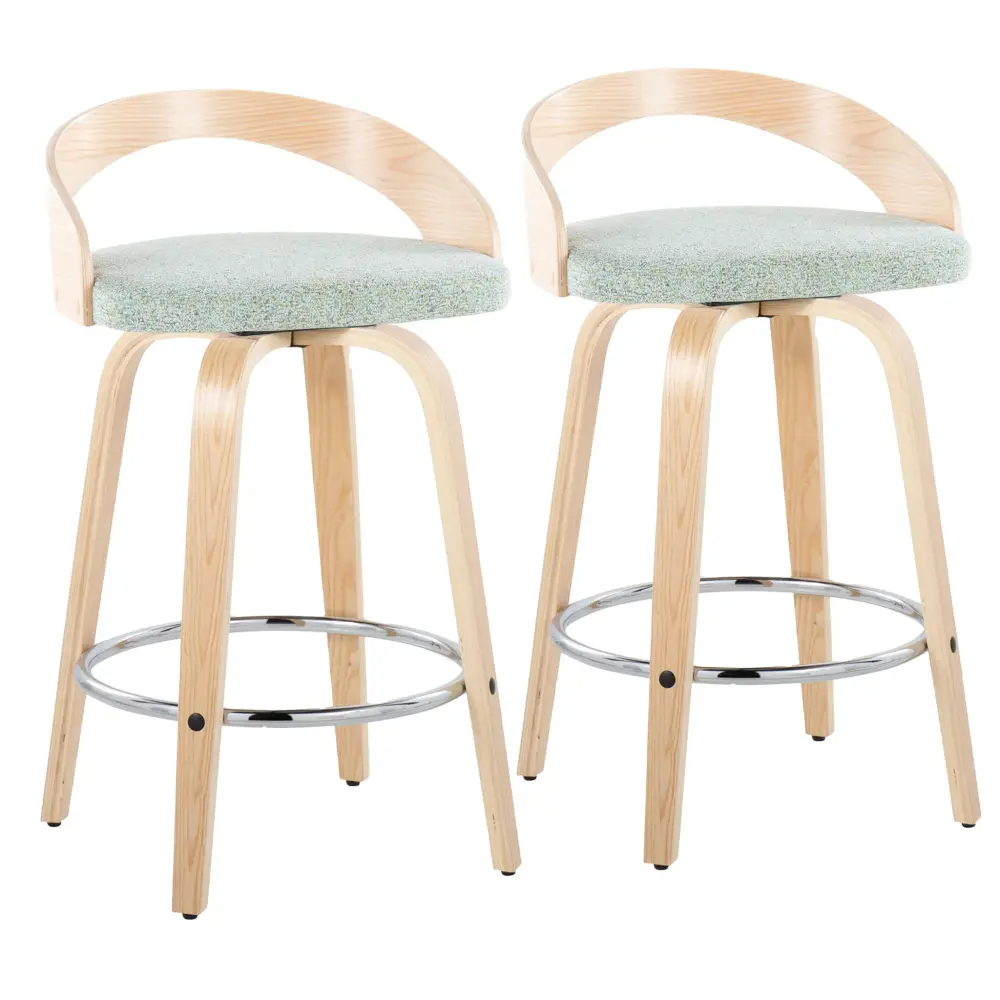 Grotto - Contemporary Fixed Height Counter Stool Swivel Round Footrest adjust 2)