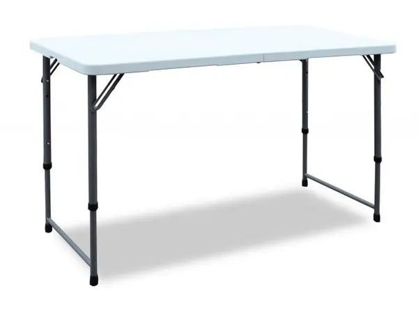 GSC TA2448F Adjustable Height Center Folding Table White 4' Home and Office Use