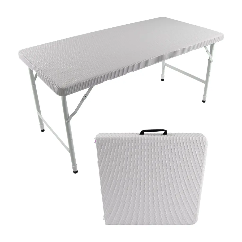 4Ft Rattan Folding Table Indoor Outdoor Travel Friendly Collapsible mgsport