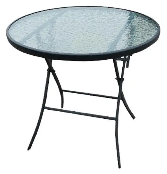 Seasonal Trends 50632 Folding Table Glass Top Indoor and Outdoor Use