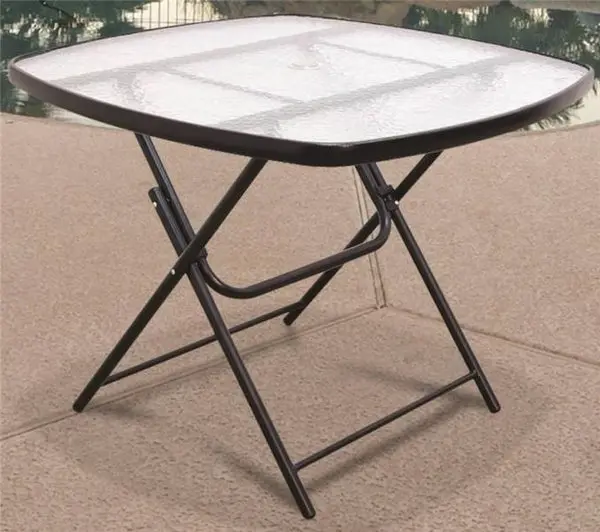 Seasonal Trends T5E36KR1J33 36 Inch Folding Chat Table Glass Top