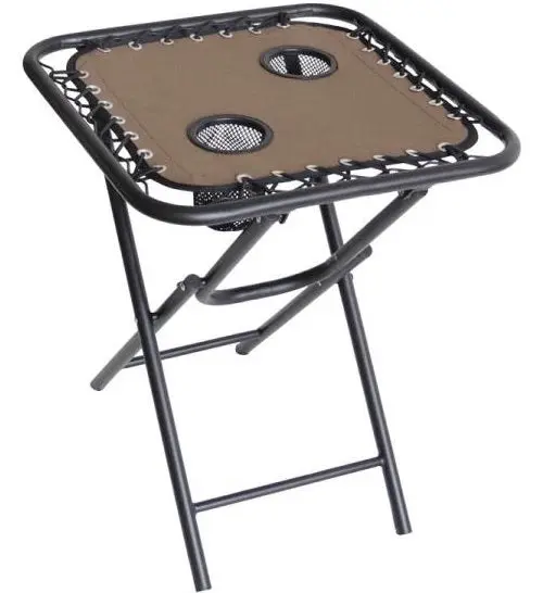 Seasonal Trends T5S18FR1BKOX64 Tan 18 Inch Bungee Folding Table