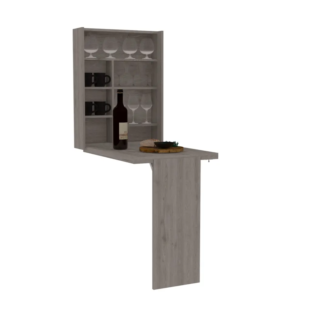 Foldable Table Tacoma Seven Interior Shelves Light Gray Finish treevol furniture