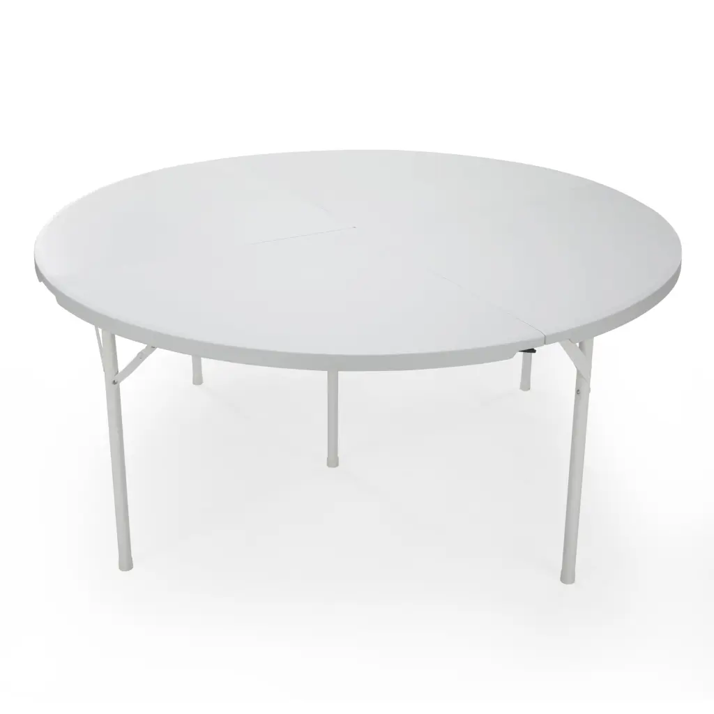 Round Plastic Folding Table Carrying Handle 66 Inch Heavy Duty Folding Table w2181