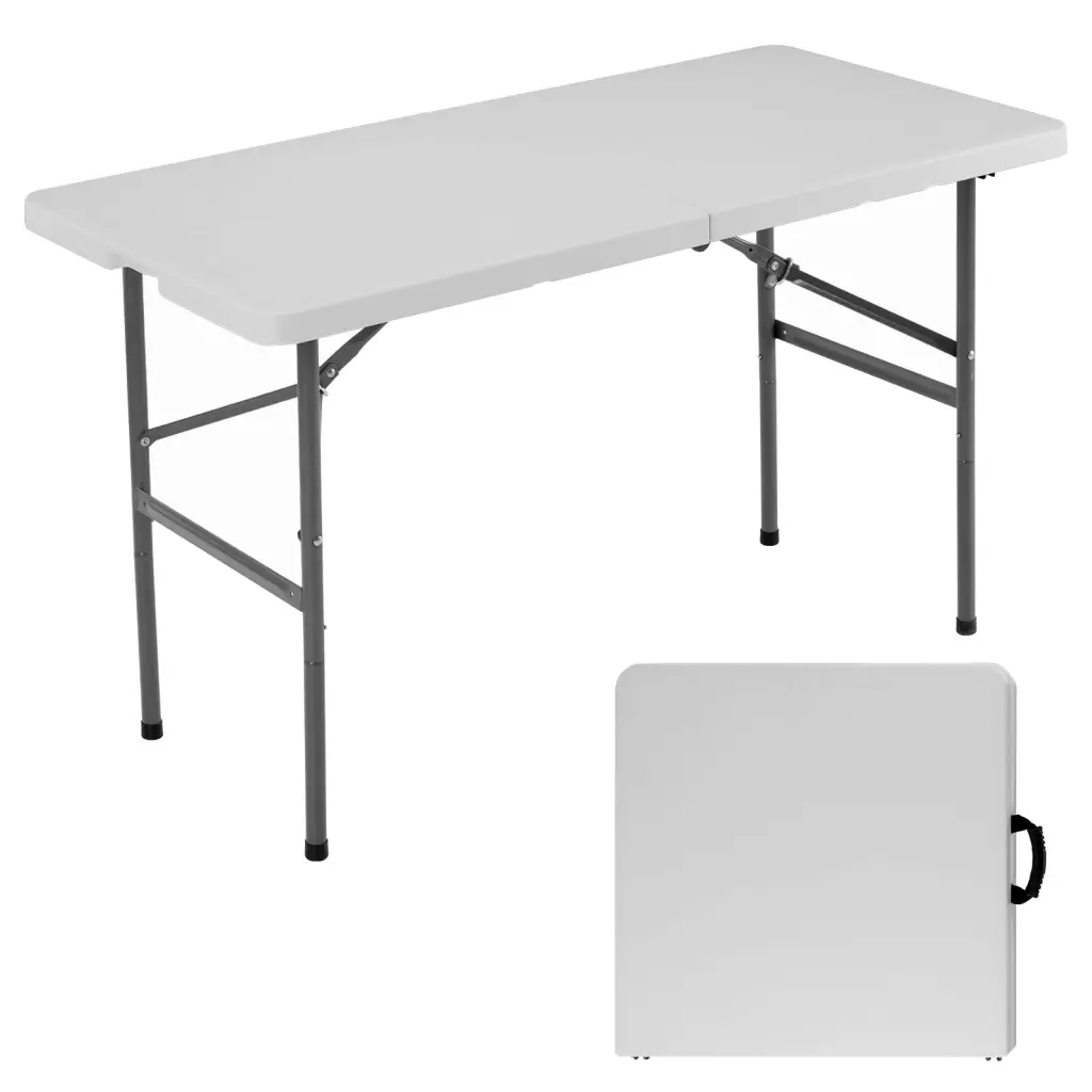 4Ft Folding Table Outdoor Indoor Heavy Duty Travel Friendly Carry Handle w2201