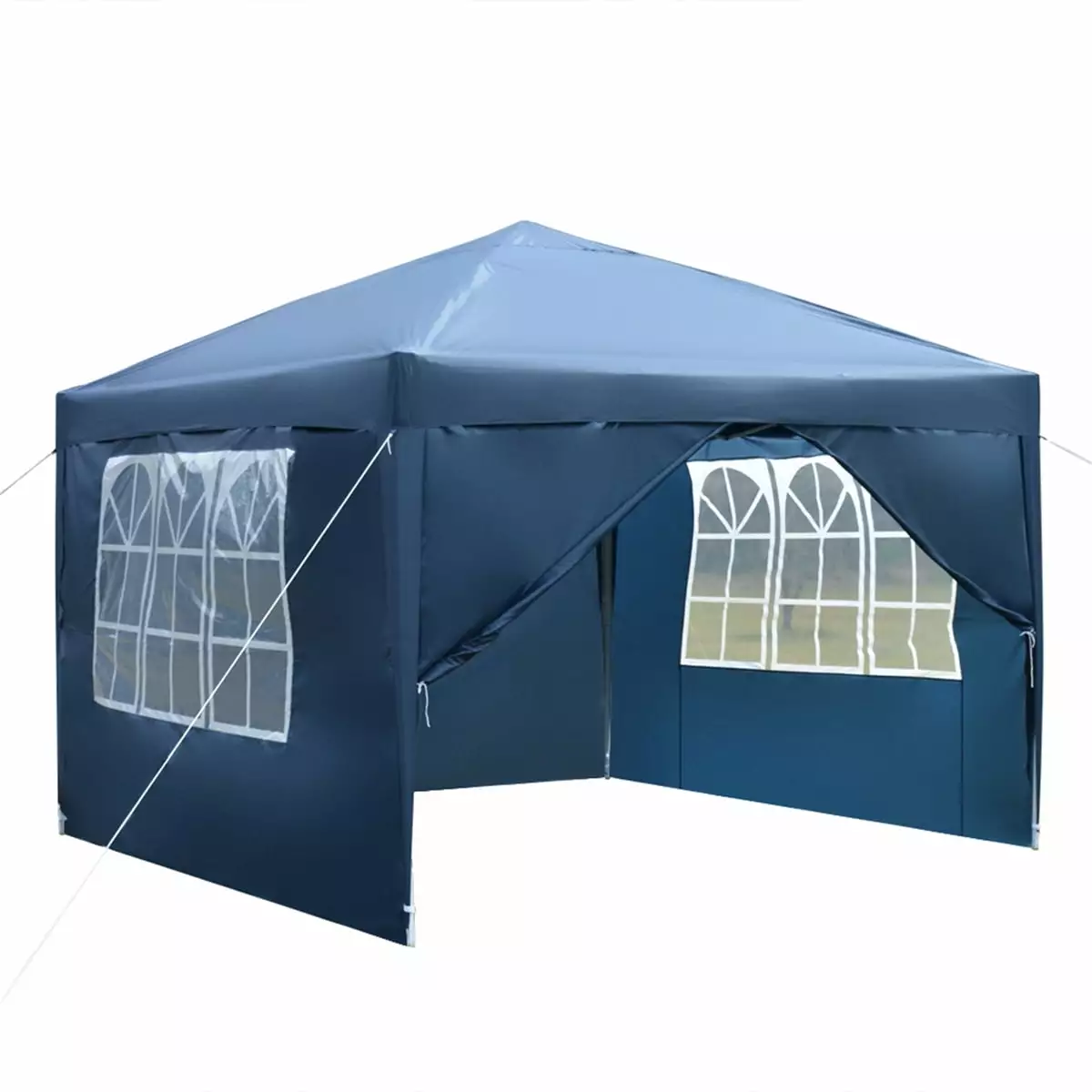 Cterwk 3x3m Waterproof Right-Angle Folding Tent 2 Doors 2 Windows Blue