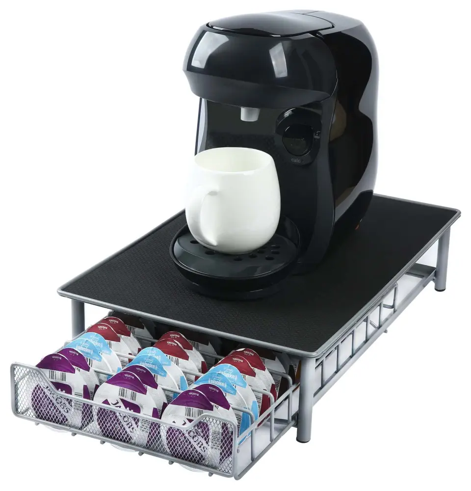 Coffee Pod Drawer, Capsules Storage Holder 60 Tassimo Pods, Office Home or Kitchen, Midnight & Grey