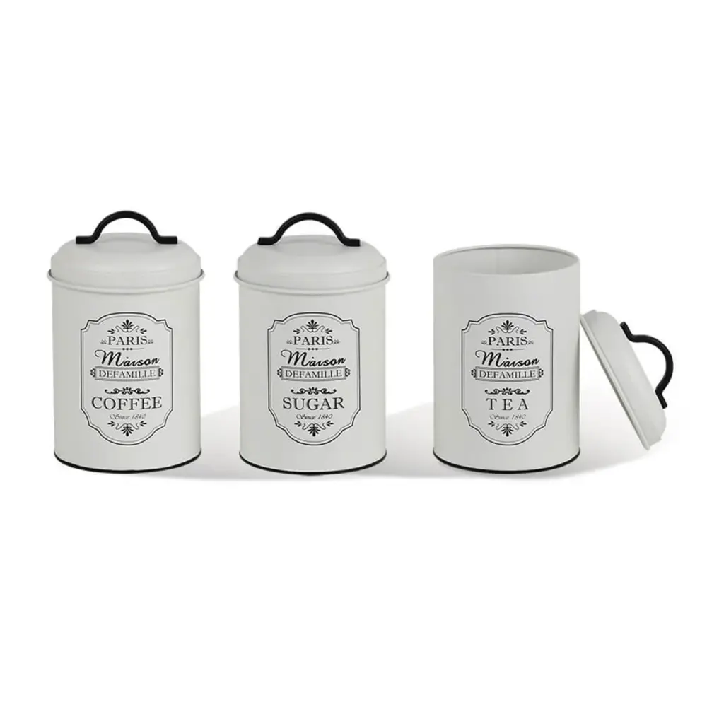 Storage Containers Kitchen Set 3 PCS Jar Alloy Sugar Coffee Tea