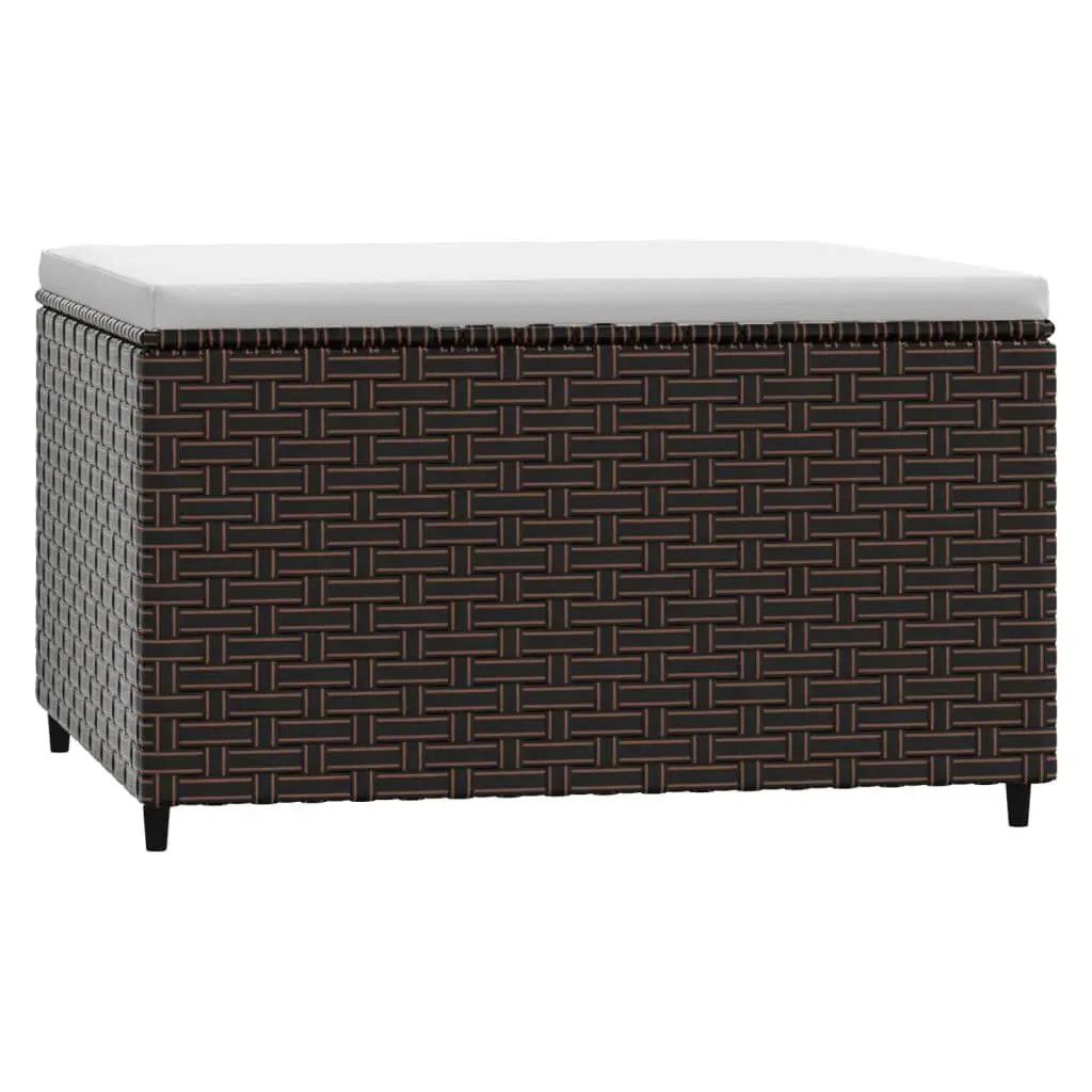 Patio Footrest Cushion Brown Poly Rattan Comfortable Outdoor Ottoman