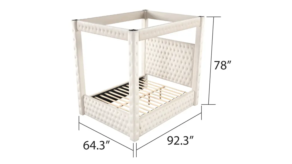 Monica Luxurious Four Poster Full Bed Made Timber Cream Box Spring galaxy home furnishings