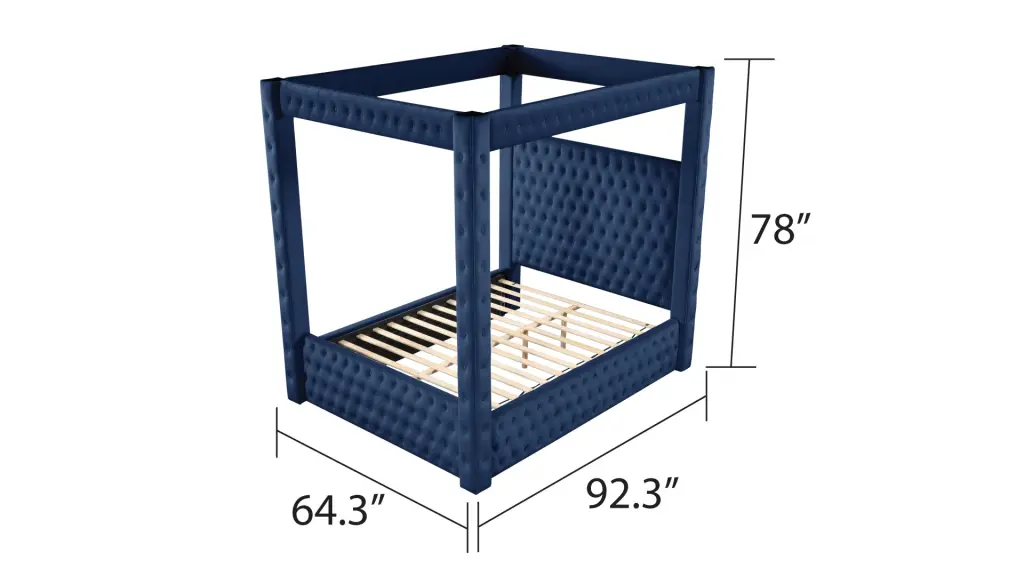 Monica Luxurious Four Poster Full Bed Navy Box Spring Timber galaxy home furnishings