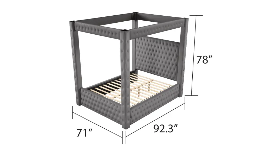 Monica Opulent Four Poster Queen Bed Made Wood Gray Box Spring galaxy home furnishings