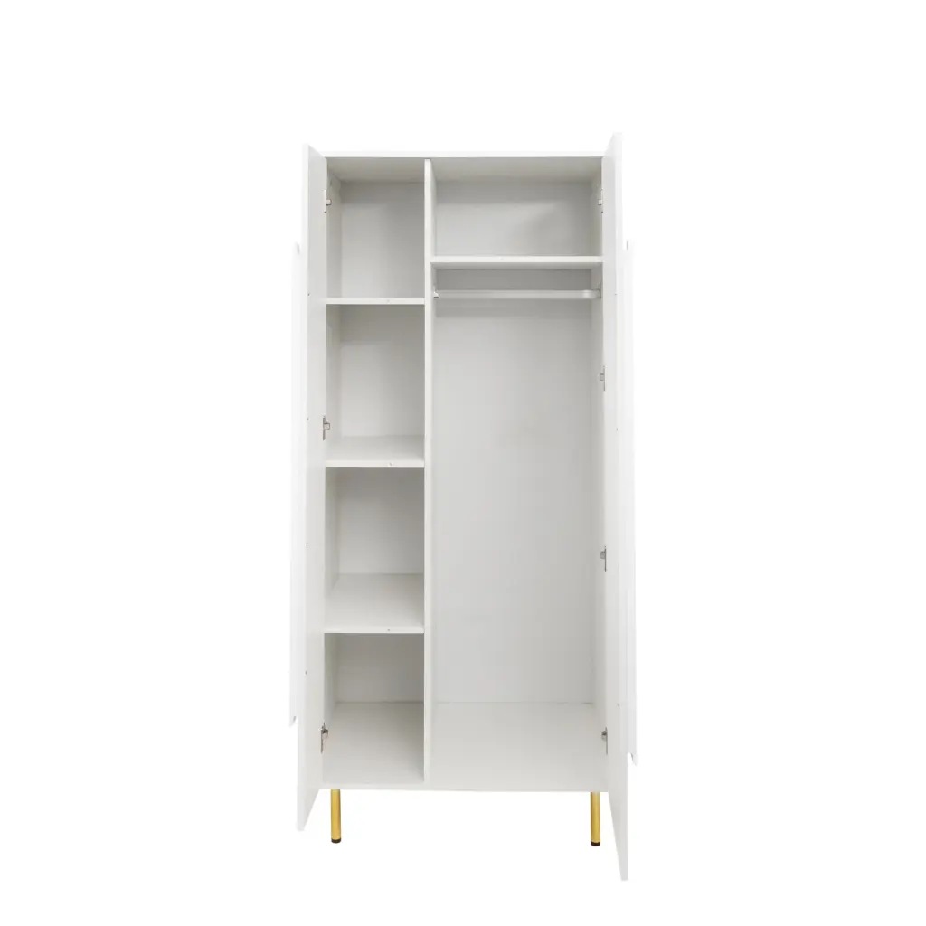 Armoire 2 Doors and Handle Bedroom White MDF Finish shouguang simaite trade co.ltd