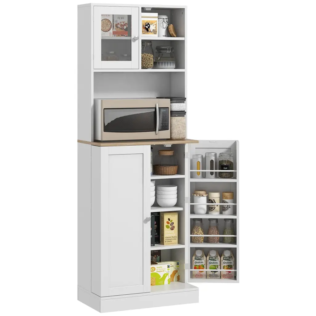 Homcom 66.5 Inch Pantry Cabinet Microwave Stand Freestanding Kitchen Storage aosom business