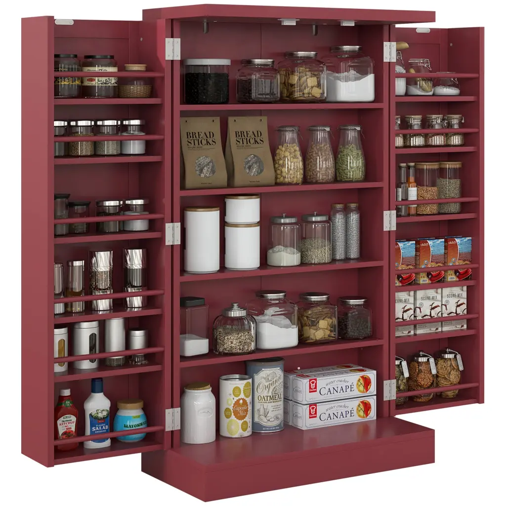 Homcom 41 Inch Kitchen Pantry Storage Cabinet Freestanding Light Pine aosom business