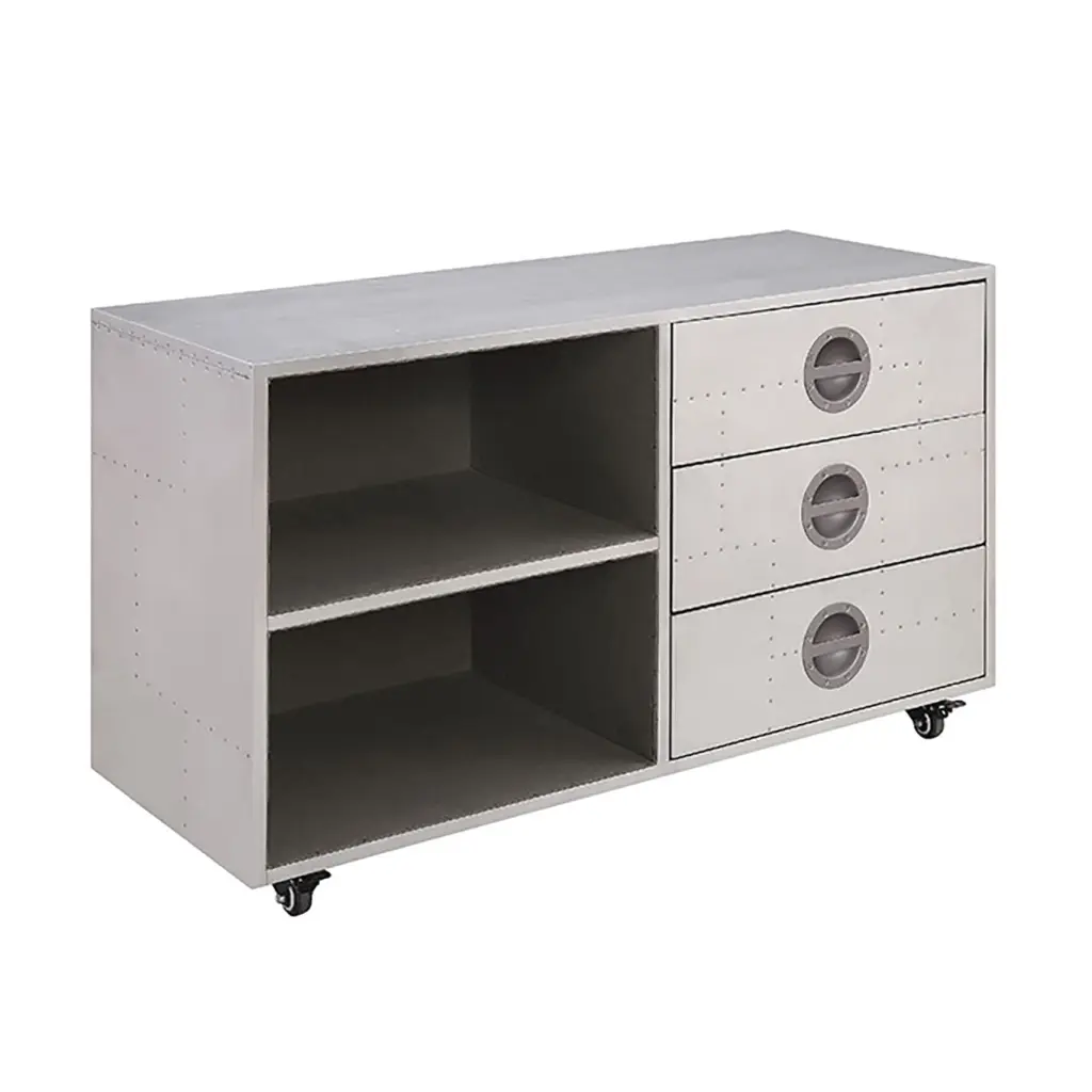 Light Metal Cabinet 3 Drawers Freestanding Shiny Metal Storage furniture max