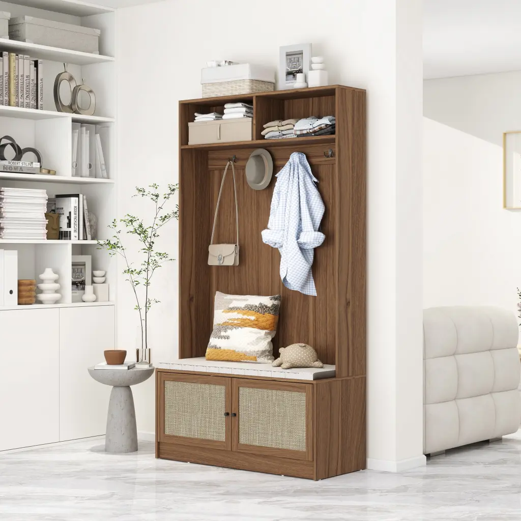 Walnut MDF Closet Living Room Entryway Bedroom Storage rnb