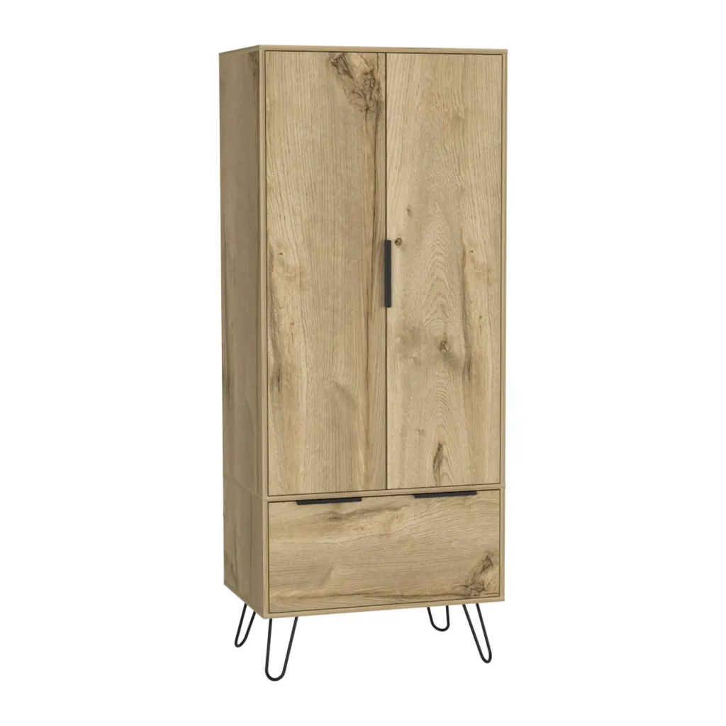 Light Oak Timberen Wardrobe 2 Doors And 1 Drawer Light Oak Particle Board Closet furniture max