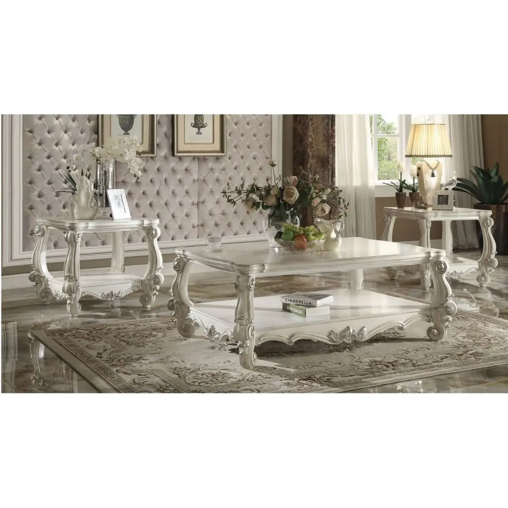 Miekor Furniture Versailles Coffee Table Bone White Elegant French Style Design