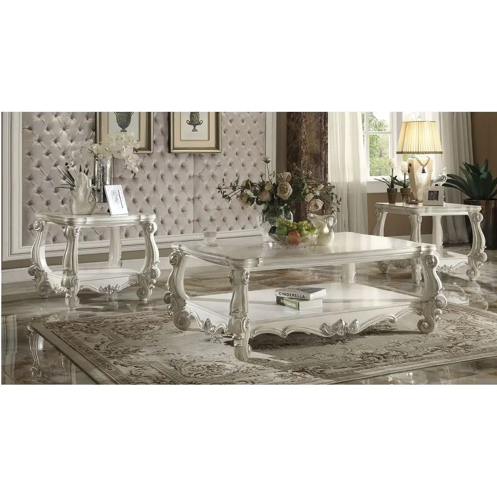 ACME Versailles Coffee Table Bone White French Style Living Room Furniture Wobythan