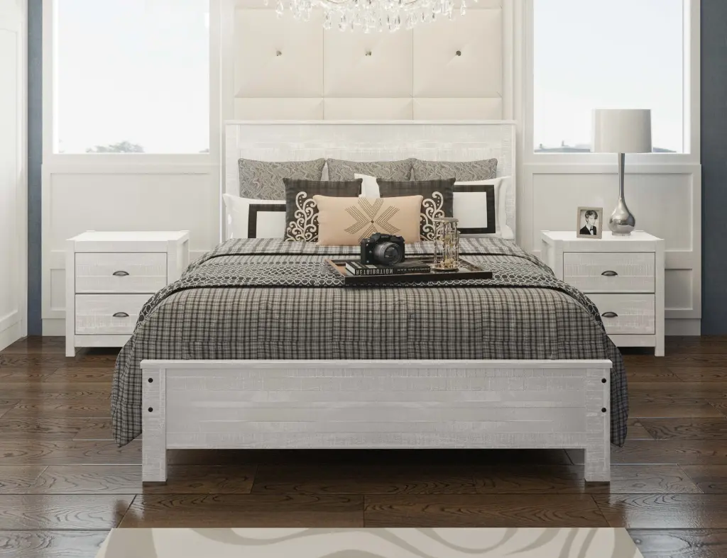 Albany Solid Wood Full Bed Frame Headboard Heavy Duty Rustic Design brazil sustainable solid wood furniture